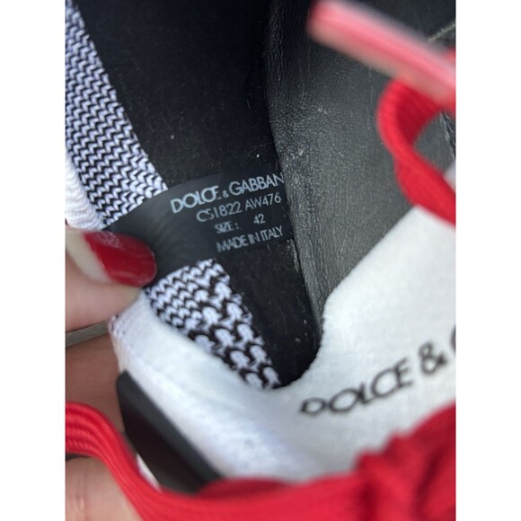 Dolce & Gabbana Low-Top Knit Sneakers White/Black/Red Lace-Up Breathable CS1822 main image 11